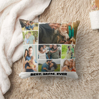 Coussin Best Mom Ever – 8 Photo Collage Frame Template