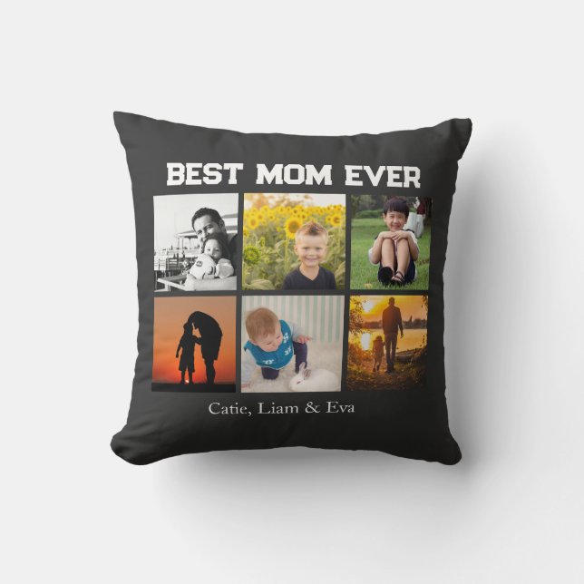 Coussin Best Mom Ever Customizable name and images (Recto)
