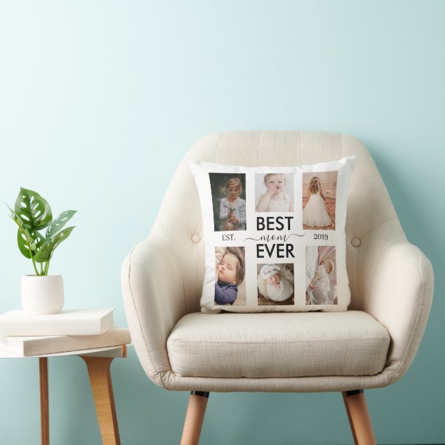 Coussin Best Mom Ever Customizable year and images (Chaise)