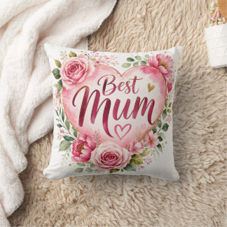 Coussin Best Mum Aquarell Blumenherz Design