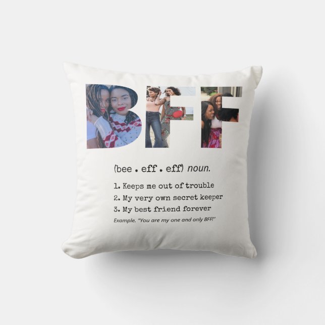 Coussin Bestie personnalisée BFF Best Friends Photo Collag (Recto)