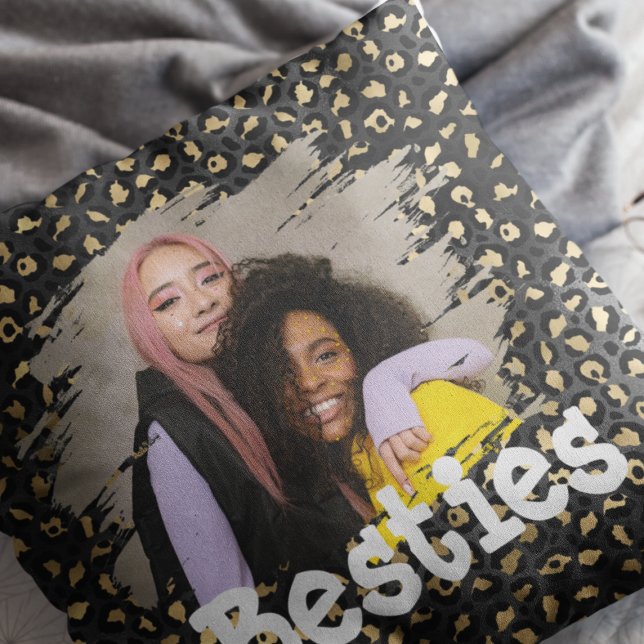 Coussin Besties branchées Photo Black & Gold Poster de ani (Créateur téléchargé)