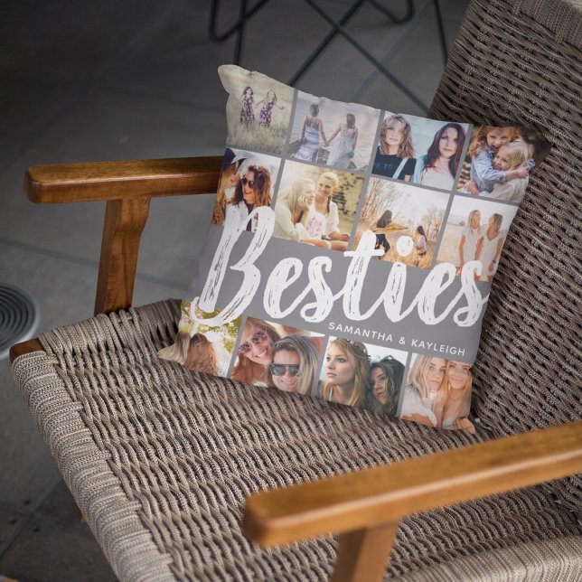 Coussin BESTIES, Collage de photos et noms | BFF (Créateur téléchargé)