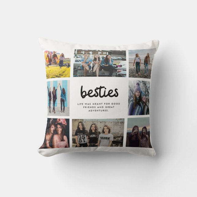 Coussin Besties Meilleur ami Citation Collage photo (Recto)