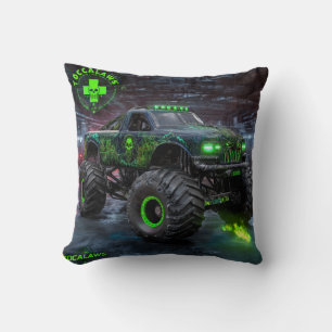 Coussin Bête de marais : Monster Truck Crâne Toxique