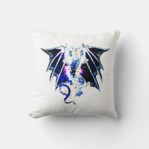 Coussin Bête de mer féroce dragon frappant l'art fantastiq