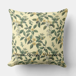 Coussin Beurre Jaune Antique Vieux Motif botanique 1