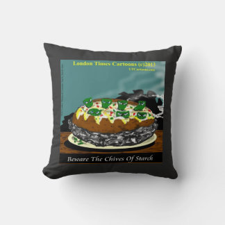 Coussin Beware the Chives of Starch – Funny Foodie Cartoon