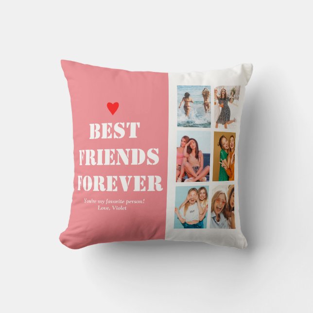 Coussin BFF Photo Collage Meilleur Ami Cadeau Anniversaire (Recto)
