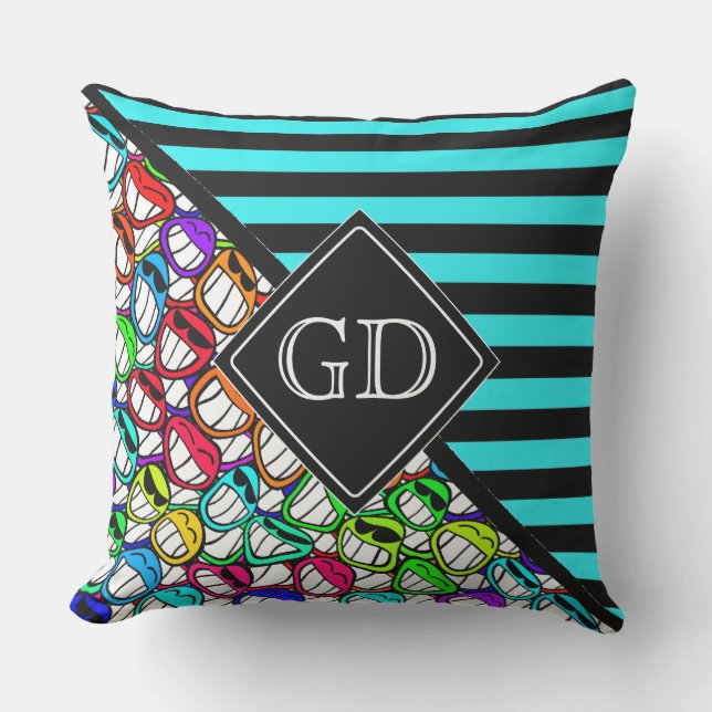 Coussin BG Stripes Motif noir + groupe cool (Recto)
