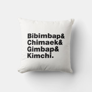 Coussin Bibimbap & Chimaek & Gimbap & Kimchi. Aliments cor