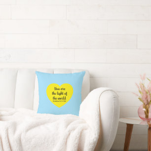 Coussin Bible du Coeur Jaune mignon Verse Paroles de Jésus