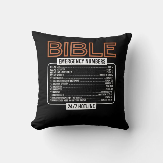 Coussin Bible Verse Bible Numéro d'urgence Dieu (Recto)