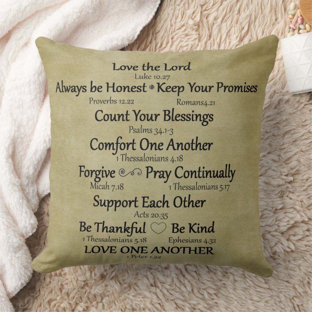 Coussin Bible Verse Règles de famille (Couverture)