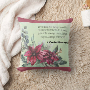 Coussin Bible verset floral