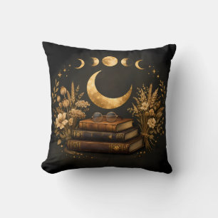 Coussin Bibliothèque Mystique Dorée & Art Botanique Boho d