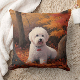 Coussin Bichon Frise à l'automne Feuilles automne Inspire
