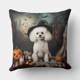 Coussin Bichon Frise Citrouilles Halloween effrayant