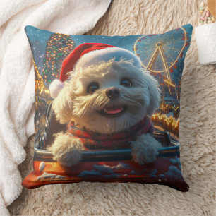 Coussin Bichon Frise Dog Roller Dessous de verre Noël