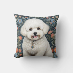 Coussin Bichon Frisé William Morris Inspiré Floral