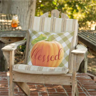 Coussin Bienheureux Citrouille De Récolte D'Automne Sur En