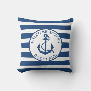 Coussin Bienvenue à bord de l'ancre nautique de la marine