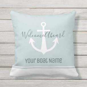 Coussin Bienvenue à bord du bateau Nom Ancre Symbole naut