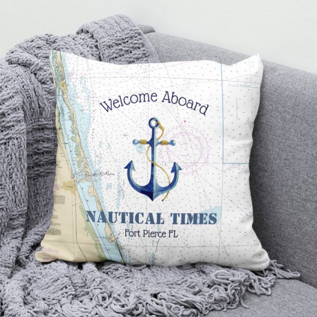 Coussin Bienvenue À Bord Du Bateau Nom Authentic Ancre Nau (Créateur téléchargé)