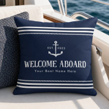 Bienvenue à bord sur bateau rayé bleu personnalisé