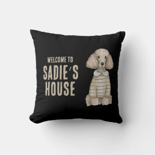 Coussin Bienvenue à Dog Poodle House sur mesure