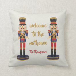 Coussin Bienvenue à la nuthouse drôle Nutcracker Noël