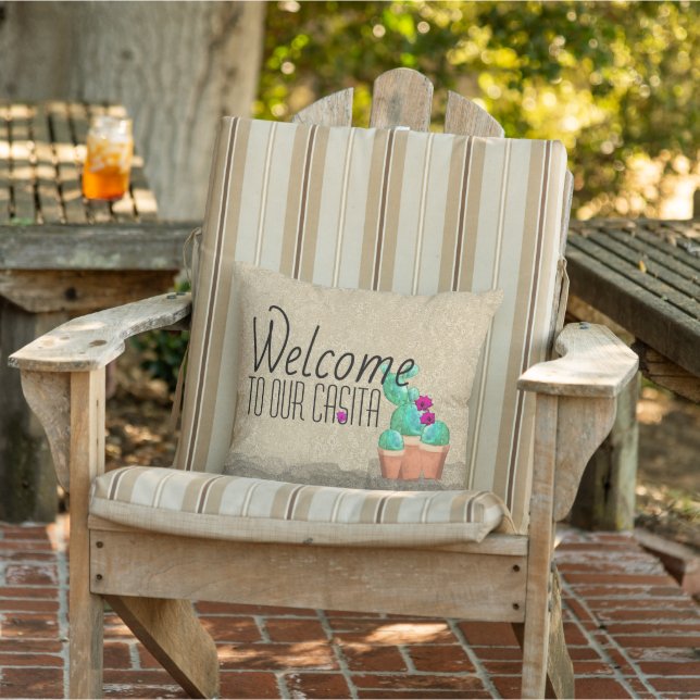 Coussin BIENVENUE À Notre Casita Cactus Fleur Sud-Ouest (Chaise)