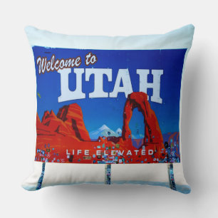 Coussin Bienvenue au panneau Utah