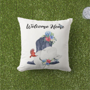 Coussin Bienvenue chez vous avec bottes/bonnet de cowboy e