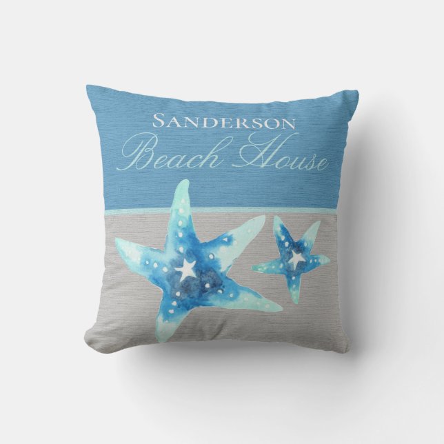 Coussin Bienvenue Corde d'aquarelle de crabe bleu Turquois (Recto)
