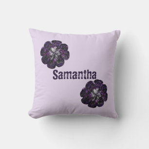 Coussin Bienvenue Dans Le Monde Fleurs Violettes Fille Pép