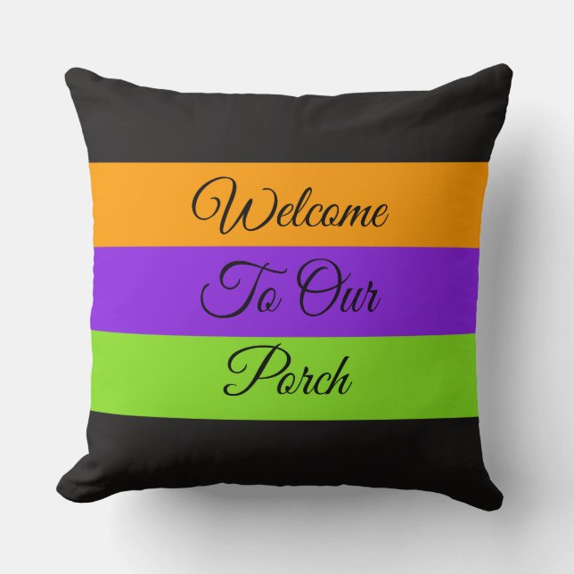 Coussin Bienvenue Dans Notre Porche / Niveau / Couleurs Ha (Recto)