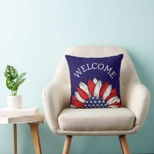 Coussin Bienvenue Patriotique Tournesol