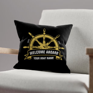 Coussin Bienvenue personnalisée à bord - Roue de navire na