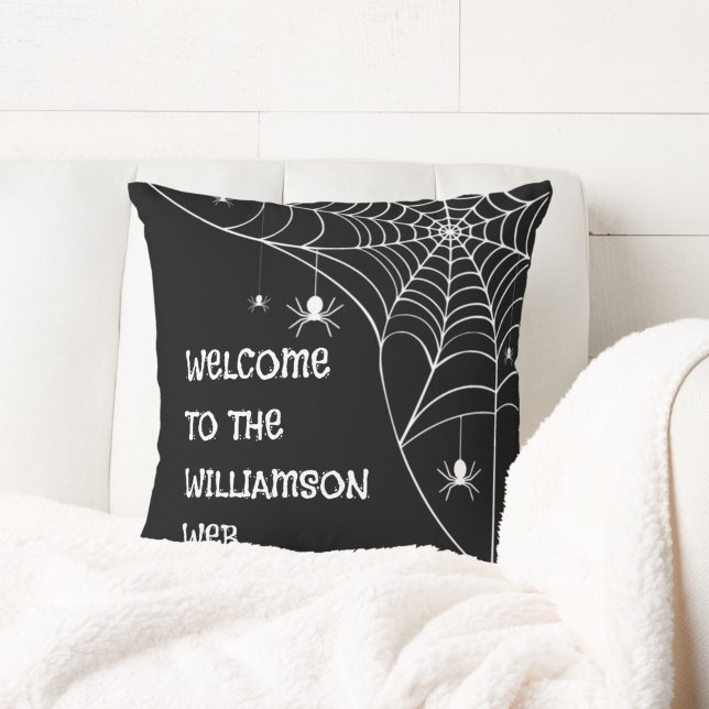 Coussin Bienvenue sur le site Web de l'Araignée d'Hallowee (Créateur téléchargé)