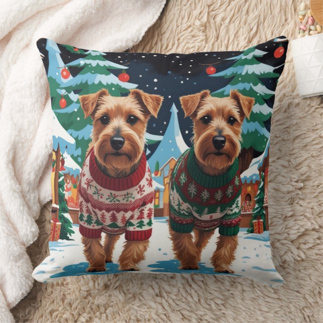 Coussin Biewer Terrier Dogs Christmas Snow Holiday (Couverture)