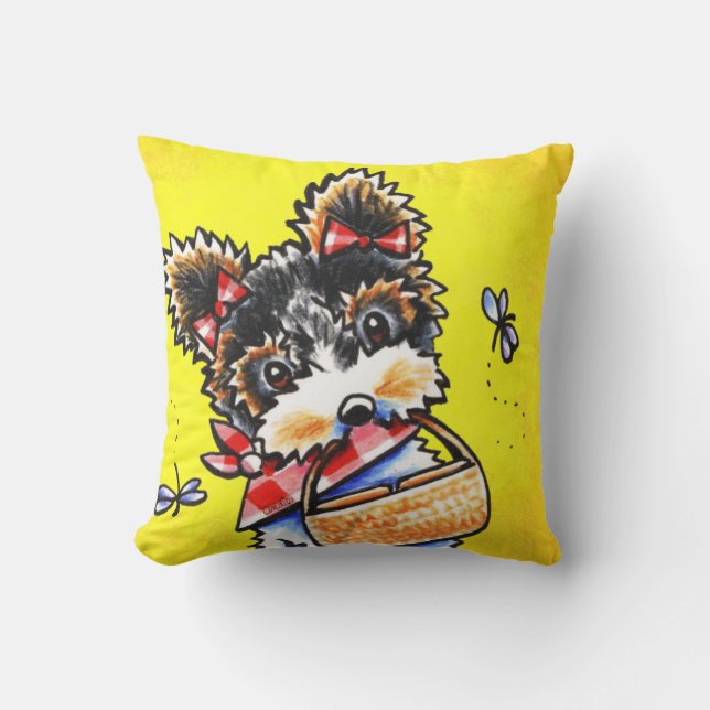 Coussin Biewer Yorkie Pique-nique d'été Jaune (Recto)