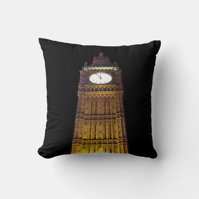 Coussin Big Ben, Londres (effet de bord d'affiche) (Recto)
