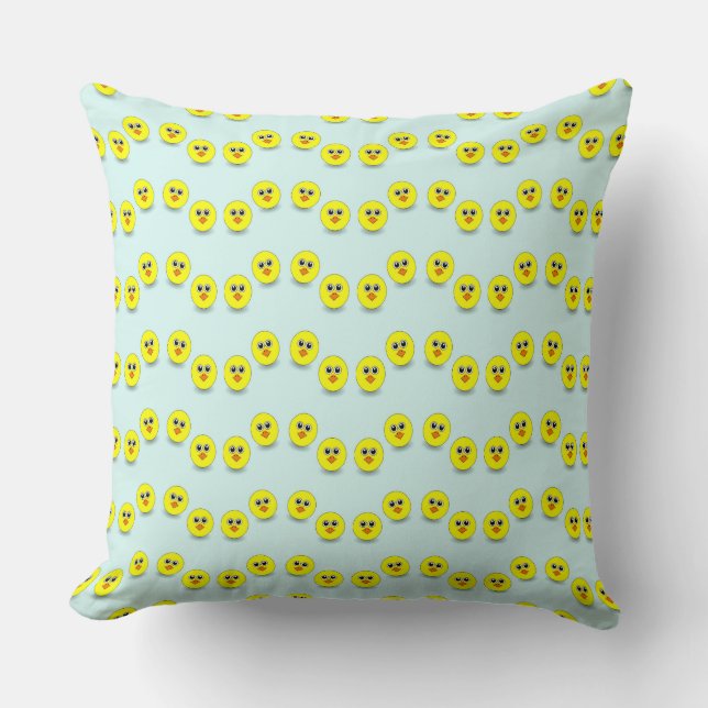 Coussin Big head chick on blue (Recto)