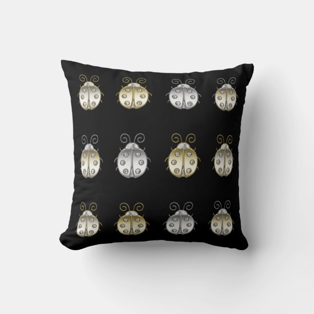 Coussin Bijoux Ladybugs Gold Silver Diamond (Recto)