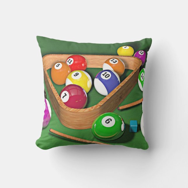 Coussin Billard, les accrocher, design coloré, (Recto)