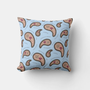 Coussin Biologie des paramécies paisley science bleu