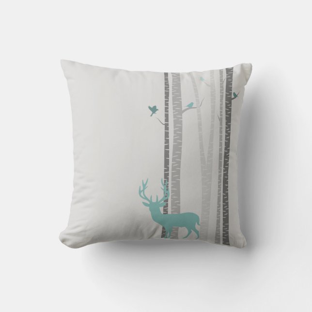 Coussin Birch Trees Deer Citation inspirante (Recto)