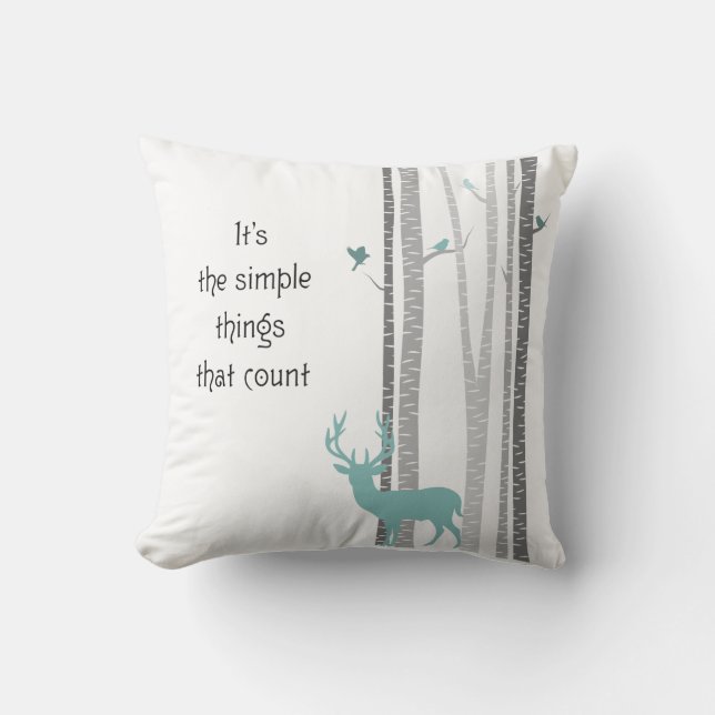 Coussin Birch Trees Deer Citation inspirante (Recto)