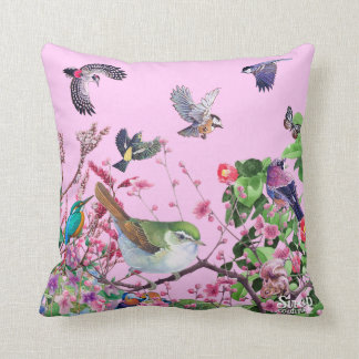 Coussin bird pink